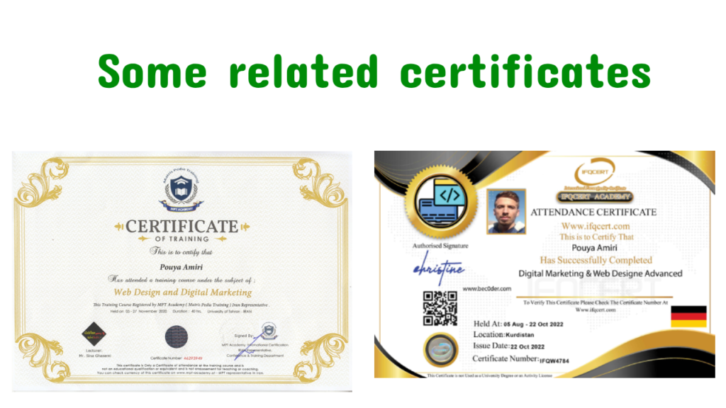 pouya amiri certificates - pouyasoft